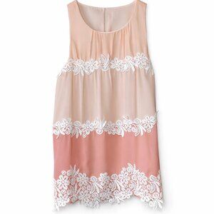 LOFT Women’s XS Peach Ombre Lace Tank Top Floral Crochet Sleeveless Blouse